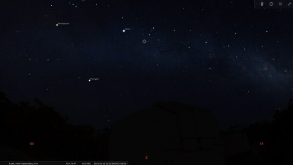 Winter Albireo on the 15/01/23 at 09:00pm. Image Credit: Stellarium