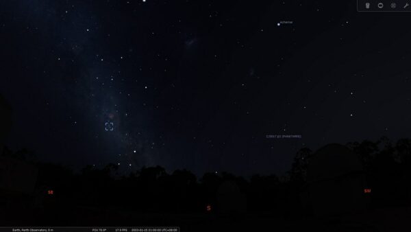 Wishing Well Cluster on the 15/01/23 at 09:00pm. Image Credit: Stellarium
