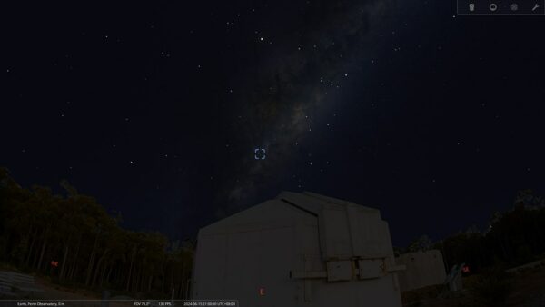 Omega Nebula on the 15/06/24 at 09:00 pm. Image Credit: Stellarium