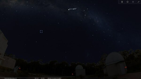 Pavo Globular Cluster on the 15/06/24 at 09:00 pm. Image Credit: Stellarium