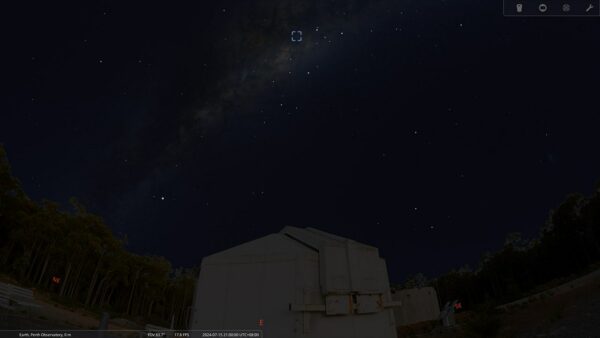 The Butterfly Cluster on the 15/07/24 at 09:00pm. Image Credit: Stellarium