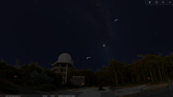 Albireo on the 15/08/24 at 09:00 pm. Image Credit: Stellarium