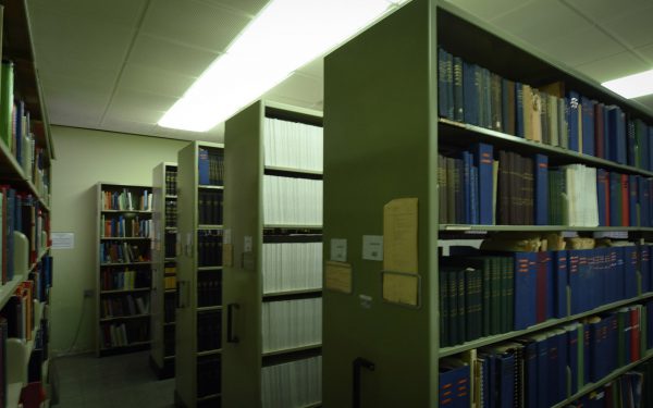 Bookshelves of astronomy books. Image Credit: Matt Woods