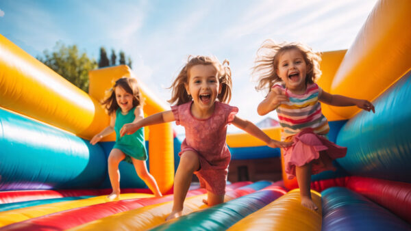 Kids in a bouncy castle