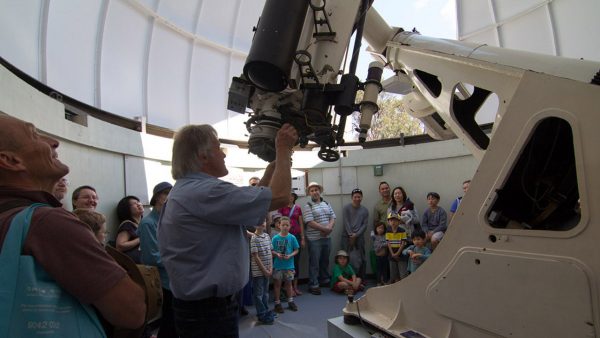 Greg talking about the Astrographic Telescope. Image Credit: Matt Woods