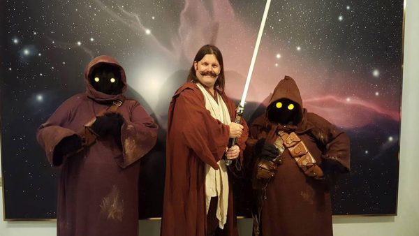 A Jedi and two Jawas from Rebel Legion Wraith Base at our May the 4th Night Tour. Image Credit: Rebel Legion Wraith Base