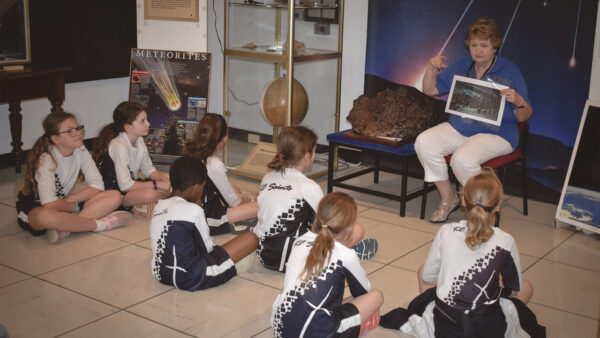 Learning about meteorites. Image Credit: Matt Woods