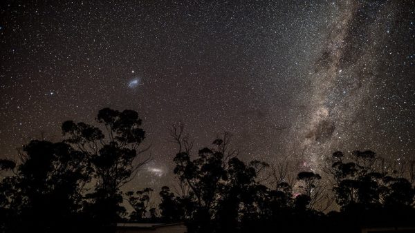 The head of the emu and the Magellanic Clouds. Image Credit: Roger Groom & Matt Woods