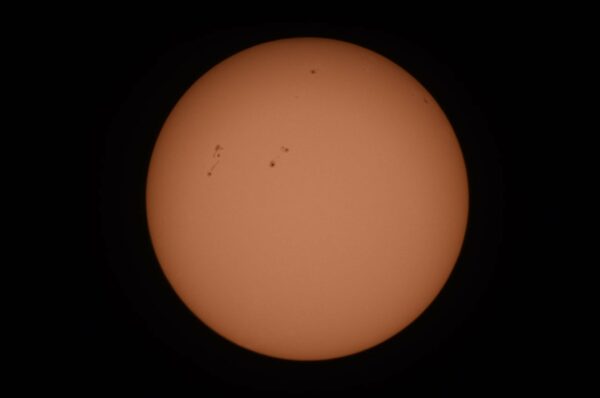 The Sun through a solar telescope. Image Credit Matt Woods